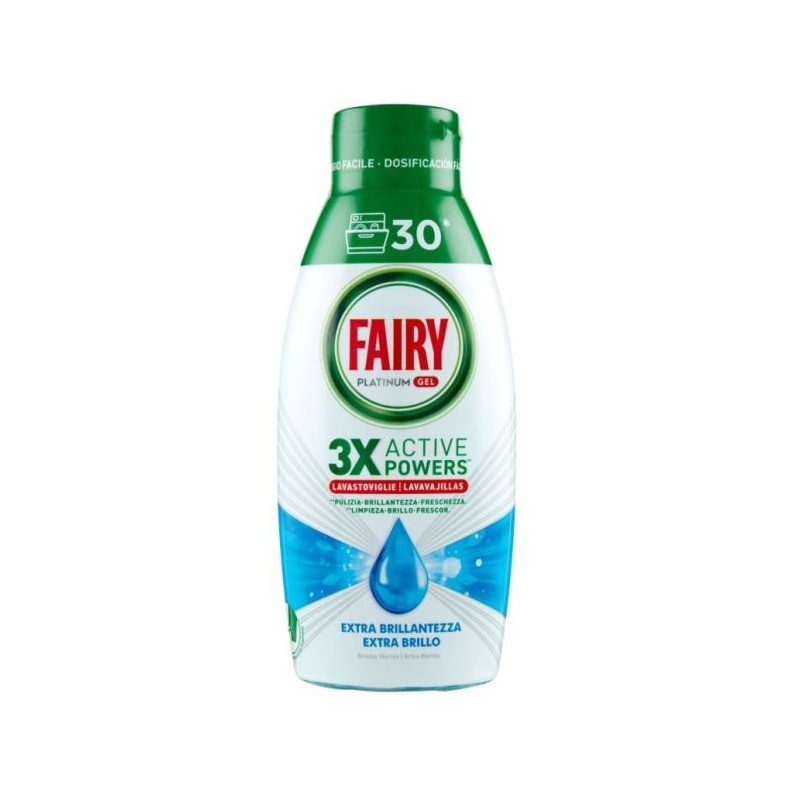 FAIRY PLATINUM GEL 3X ACTIVE P. OCEAN 600ML 30 LAV