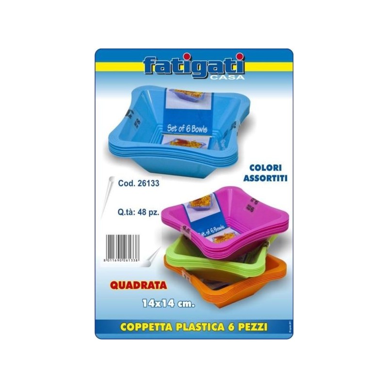 COPPETTA PLASTICA QUADRATA 14X14 CM 6PZ