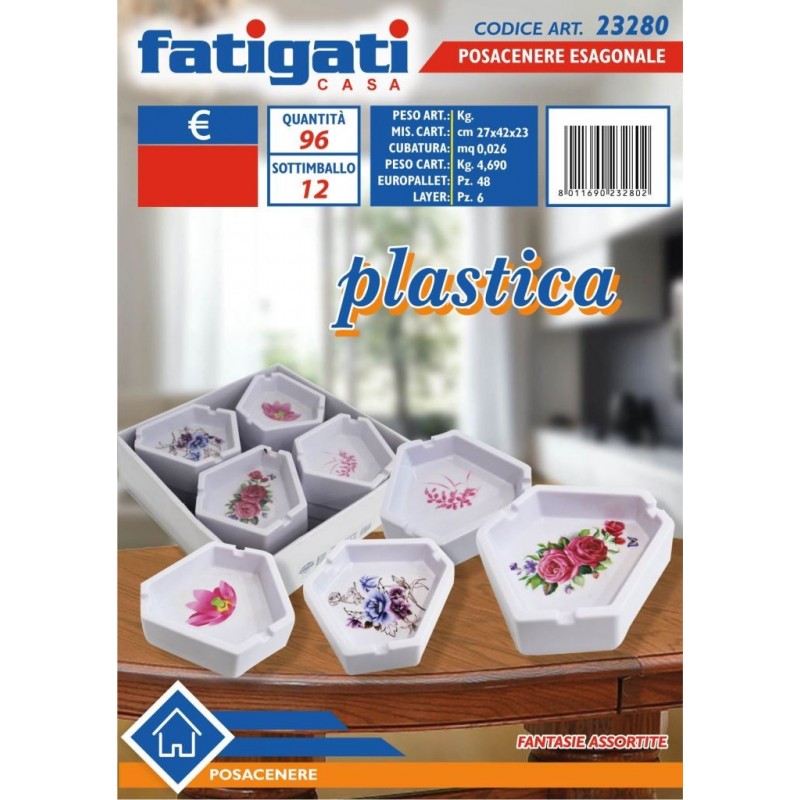 POSACENERE PLASTICA ESAGONALE 23280 FATIGATI