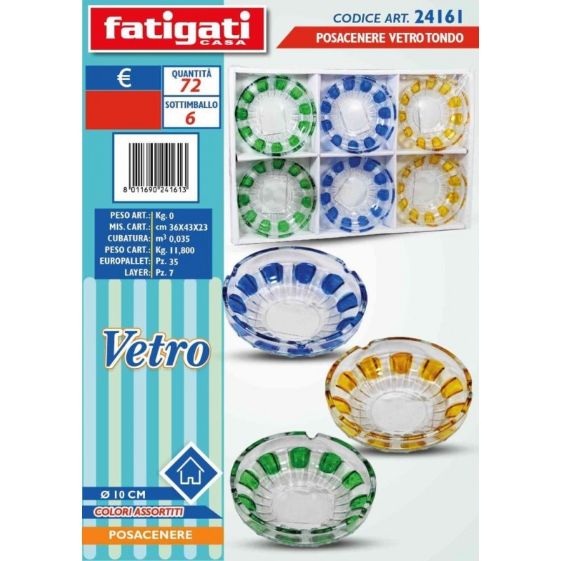 POSACENERE VETRO TONDA COLORATA 10cm 24161 FATIGATI