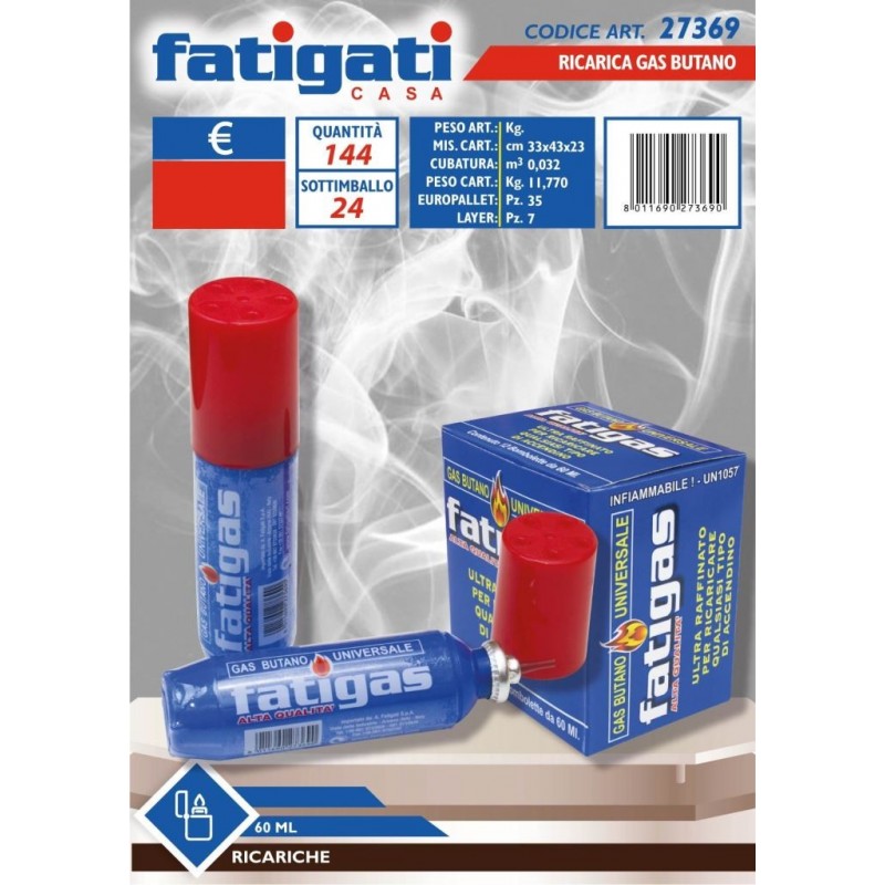 RICARICA GAS ACCENDINI 27369 BUTANO 60ml FATIGATI