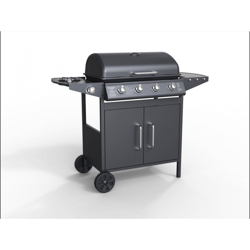 BARBECUE a GAS 4 BRUCIATORI +FORNELLO LATERALE BBQ4PL1