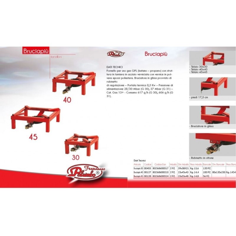 FORNELLONE GHISA 40x40cm VERNICIATO