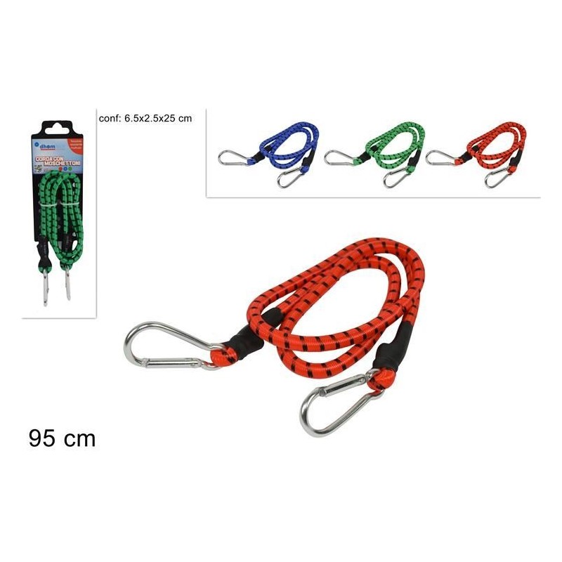 CORDA ELASTICA C/MOSCHETTONI 95cm