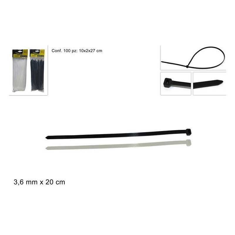 FASCETTE - LEGACCI 100 pezzi LUNGA 20cm x 3,6mm