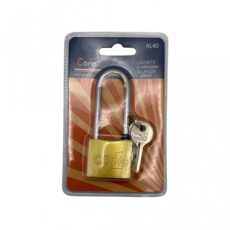 LUCCHETTO ad ARCO LUNGO 40mm AL40 + 2 CHIAVI