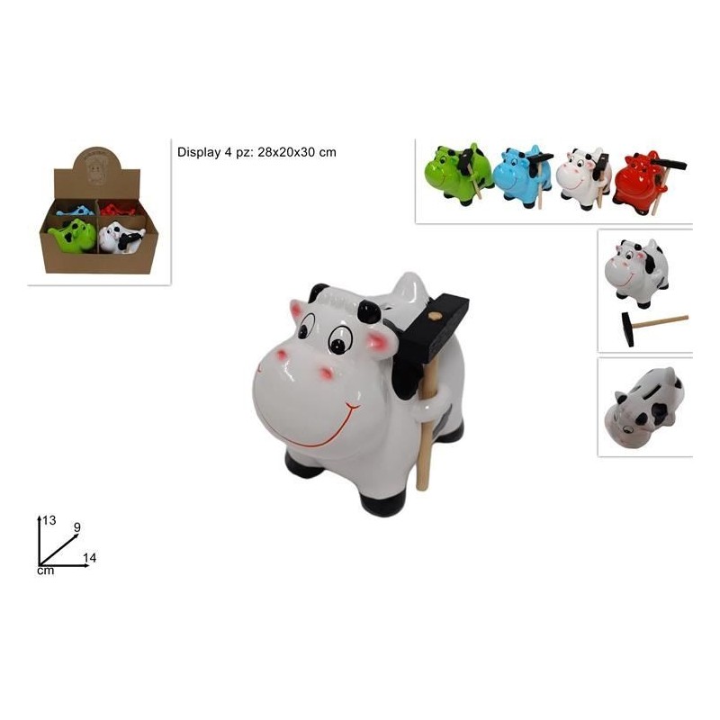 SALVADANAIO CERAMICA MUCCA C/MARTELLO DS