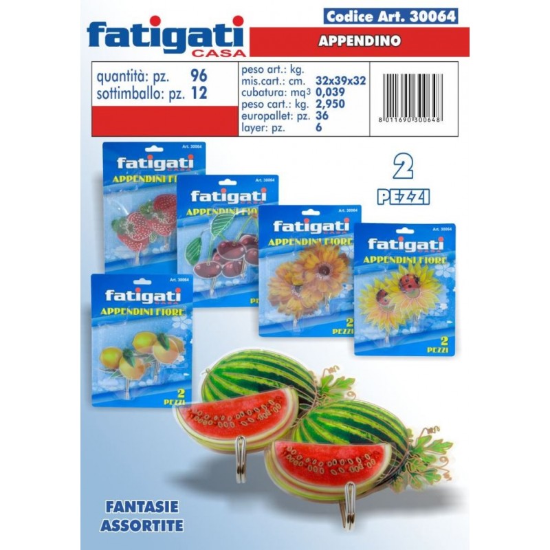 GANCIO ADESIVO 1 POSTO FIORI/FRUTTA A/2 COD. 30064 FATIGATI