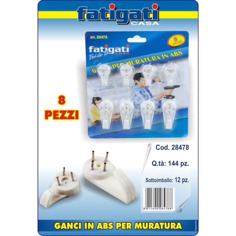 GANCIO QUADRO CHIODINI ABS A/8 BIANCO 28478 FATIGATI