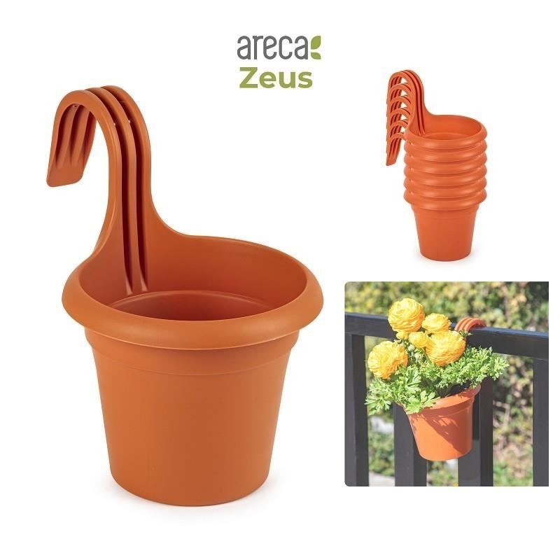 BALCONIERA VASO C/GANCIO ARECA ZEUS MARRONE 18cm P/FORTE