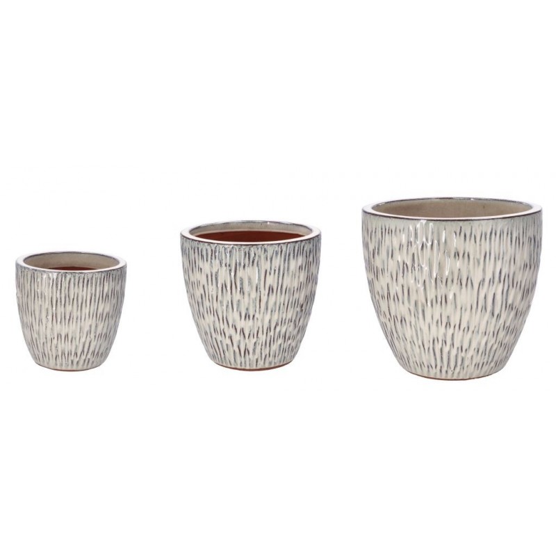 CASPO' - CACHEPOT CERAMICA 3pz CREMA 23/30/35cm 112888 AD