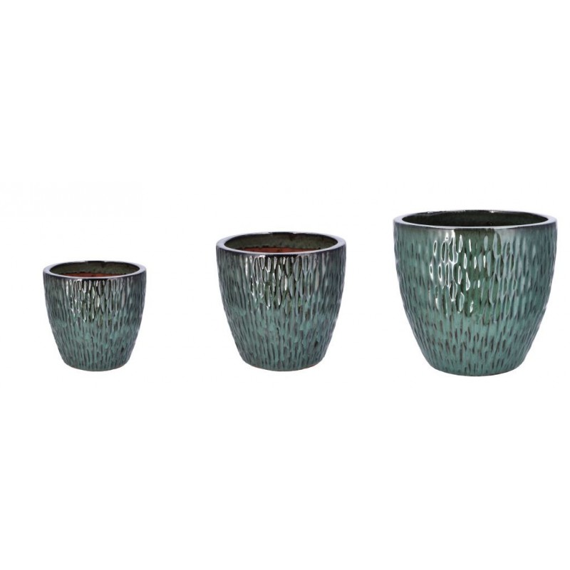 CASPO' - CACHEPOT CERAMICA 3pz VERDE 23/30/35cm 112892 AD