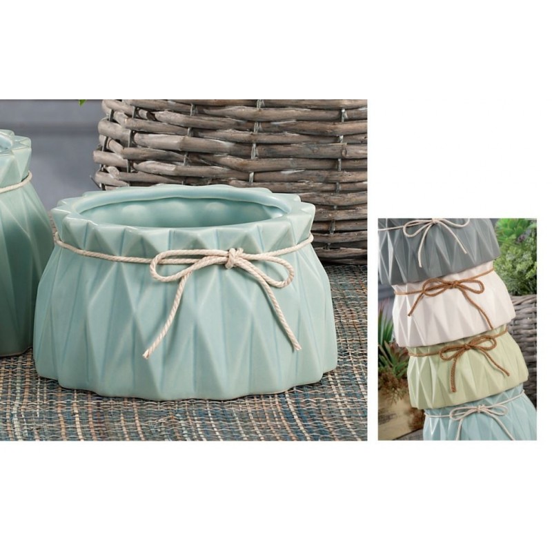 CASPO' - CACHEPOT CERAMICA ONDULATO C/FIOCCO 46711 15x8 AD