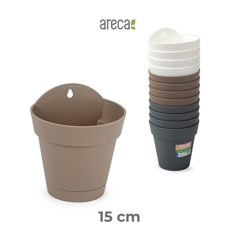 VASO PARETE ARECA C/SOTTOVASO 15cm ASS. 20066W9