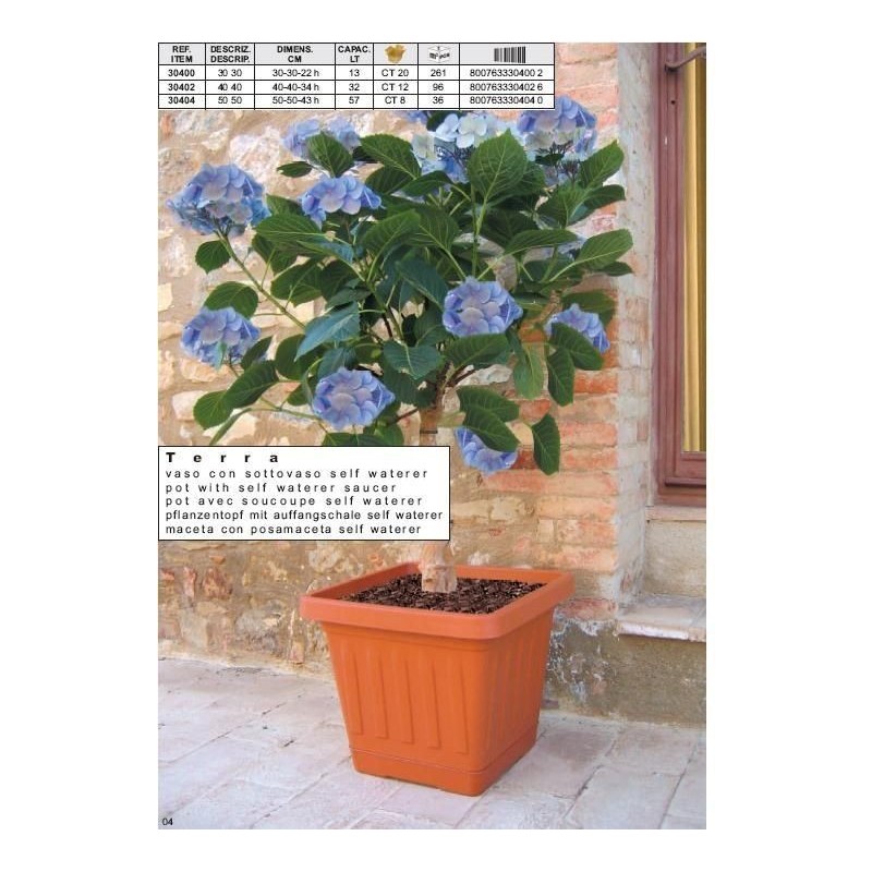 VASO QUADRATO 50x50 TERRACOTTA C/RIS. 30404 BAMA