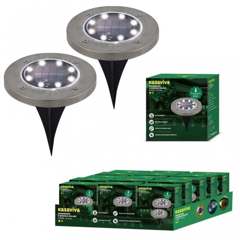 LUCE SEGNAPASSI a ENERGIA SOLARE 2 pezzi Diam. 11cm KASAVIVA