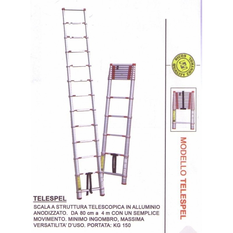 SCALA TELESCOPICA ALLUMINIO ALLUNG. da 80 a 390cm 150kg SIC