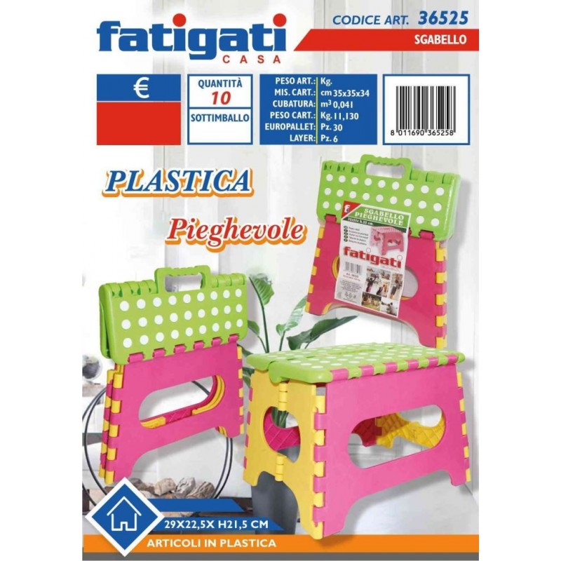 SGABELLO PLASTICA PIEGHEVOLE COLOR 36525 FATIGATI