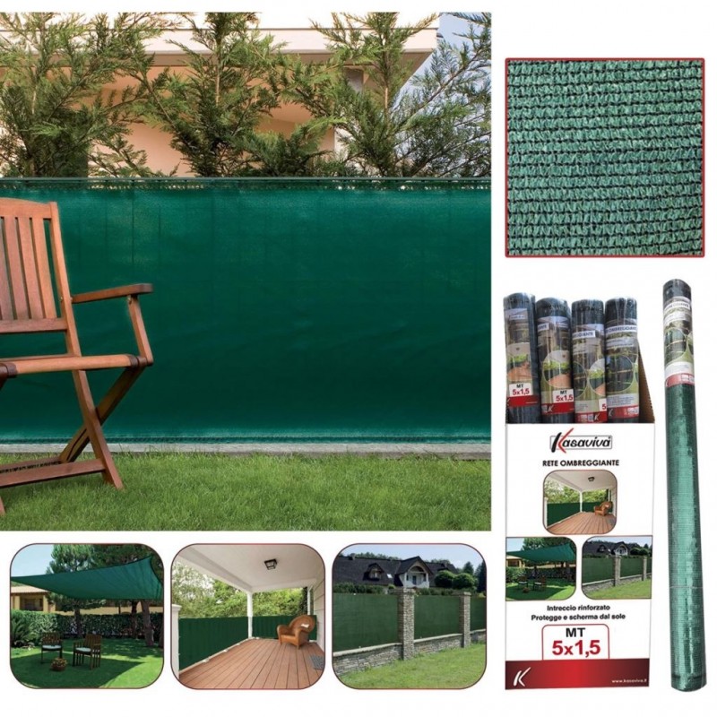 TENDA SOLE RETE OMBREGGIANTE VERDE 5metri x 1,5metri 1584 KAS