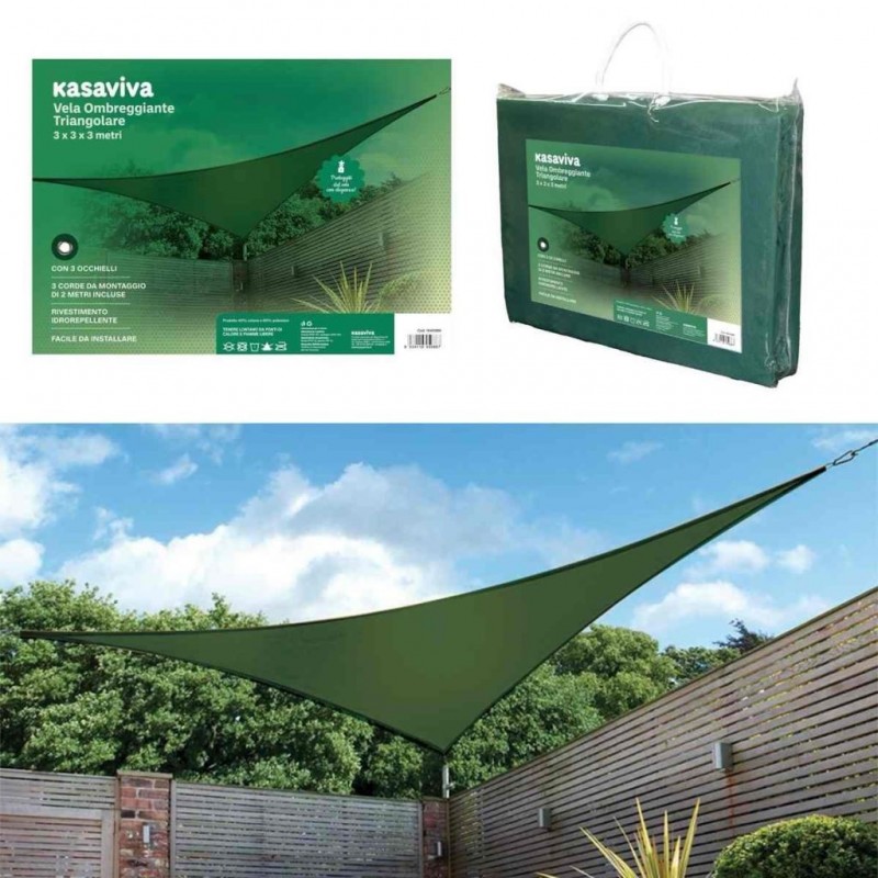 TENDA SOLE VELA OMBREGGIANTE TRIANGOLO 3x3x3mt VERDE KAS