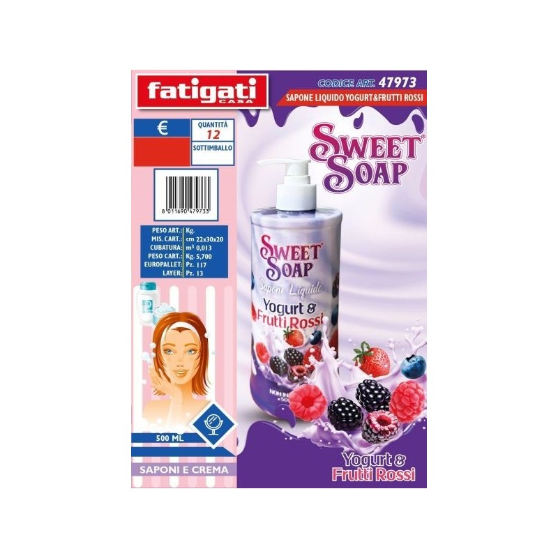 SWEET SOAP SAPONE LIQ. YOGURT&FRUTTI ROSSI 500ML
