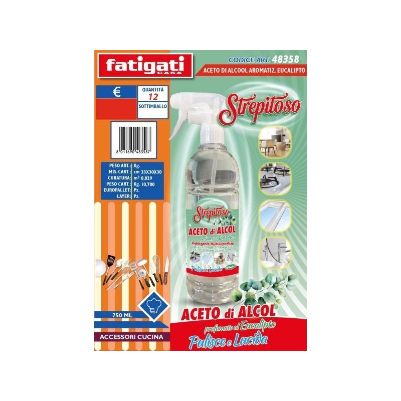 STREPITOSO ACETO DI ALCOOL EUCALIPTO 750 ML