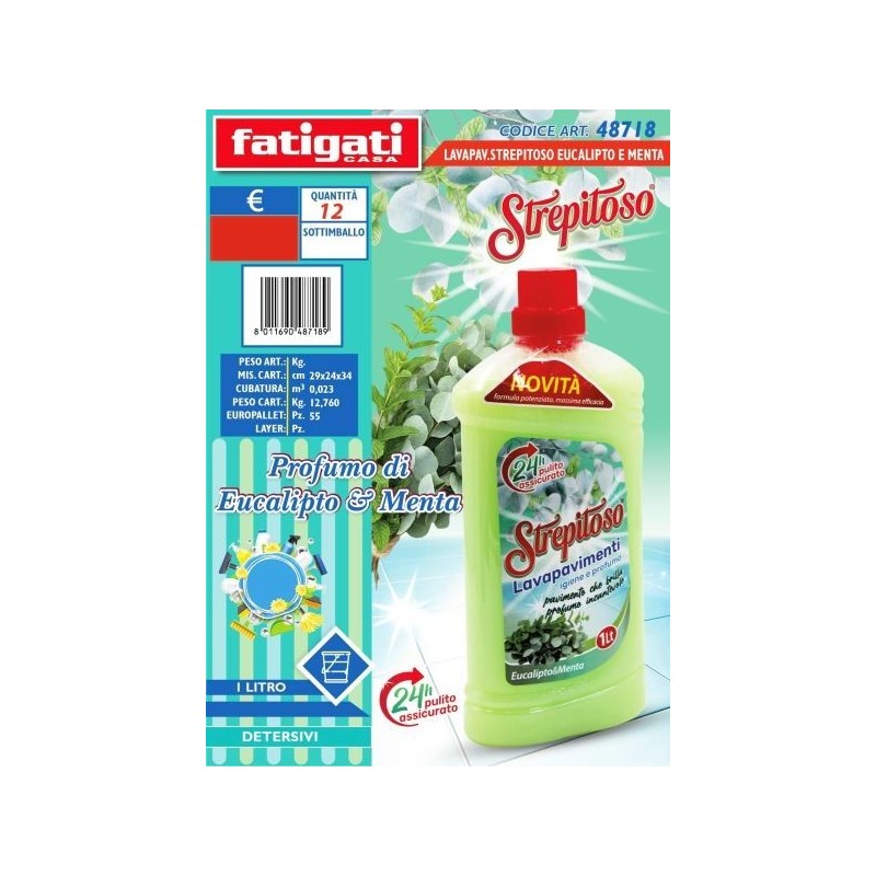 STREPITOSO LAVAPAVIMENTI EUCALIPTO E MENTA 1LT