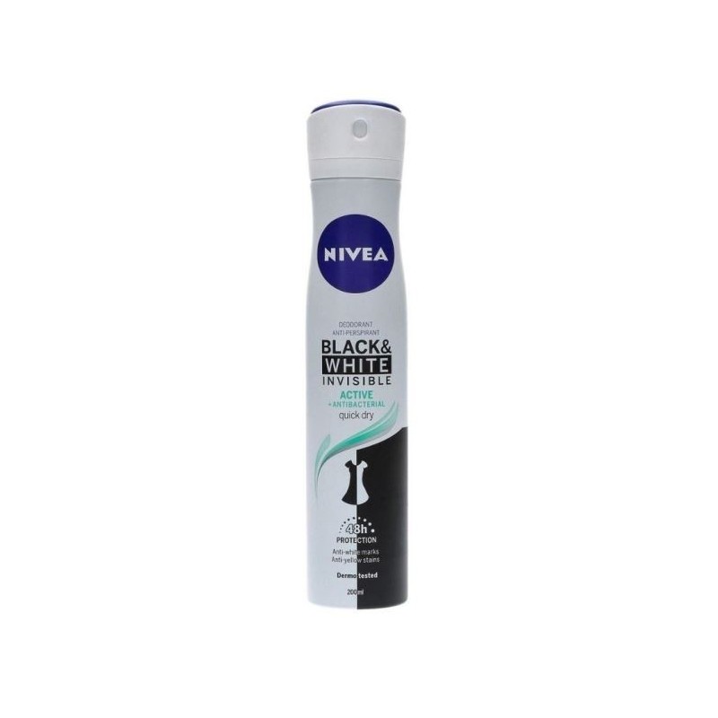 NIVEA DEO SPRAY BLACK&WHITE INVISIBLE ACTIVE 200ML