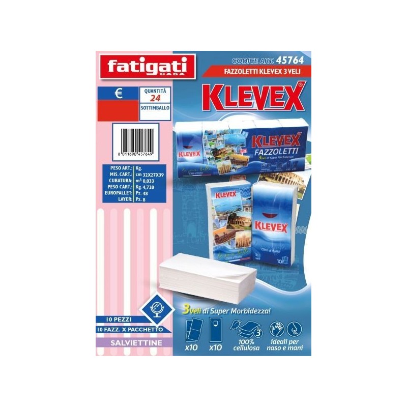 KLEVEX FAZZOLETTI 10 PZ 3V