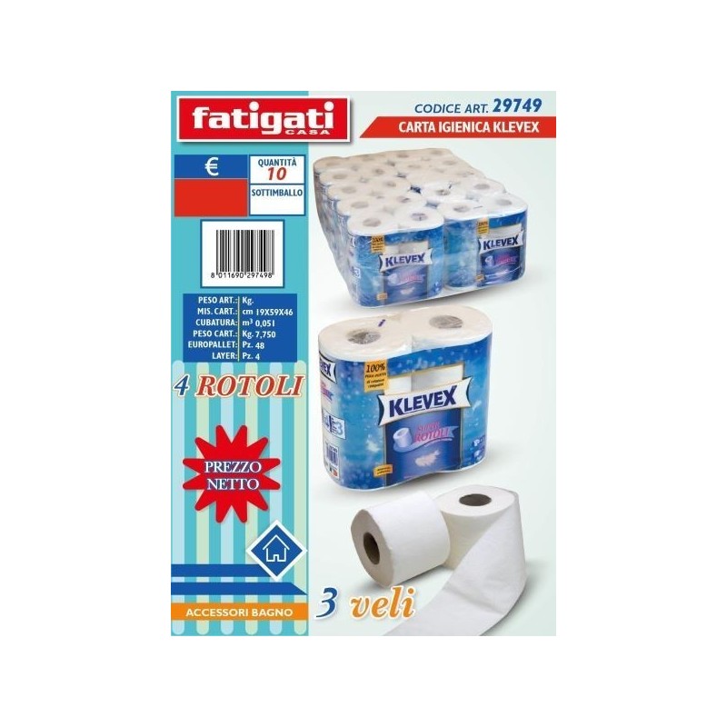 KLEVEX IGIENICA 4 ROTOLI 3 VELI 29794