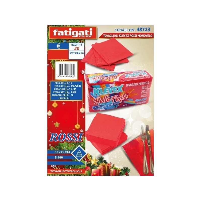 KLEVEX TOVAGLIOLI MONOVELO ROSSO SERIE 100