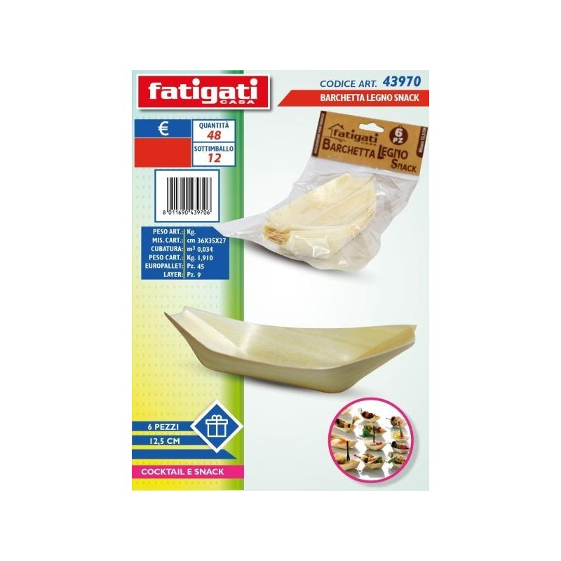 BARCHETTA LEGNO SNACK 12,5 CM 6 PZ