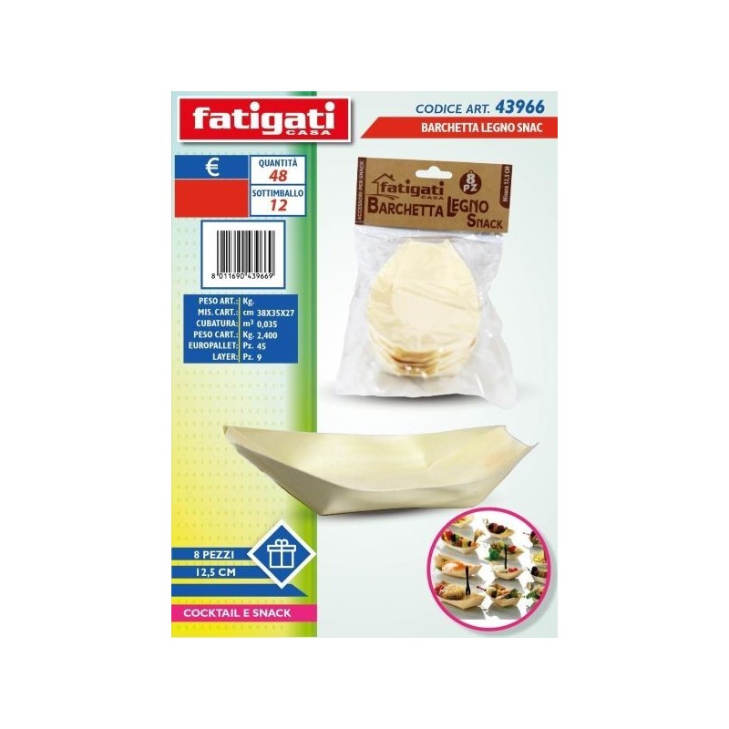BARCHETTA LEGNO SNACK 12,5 CM 8 PZ