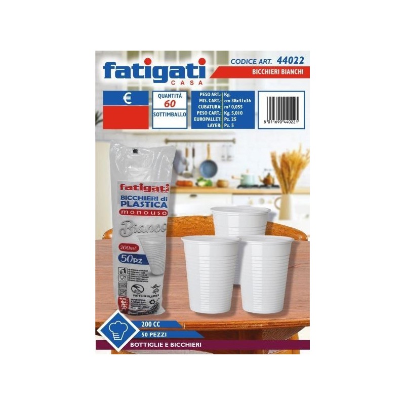 BICCHIERI BIANCHI 200CC 50 PZ