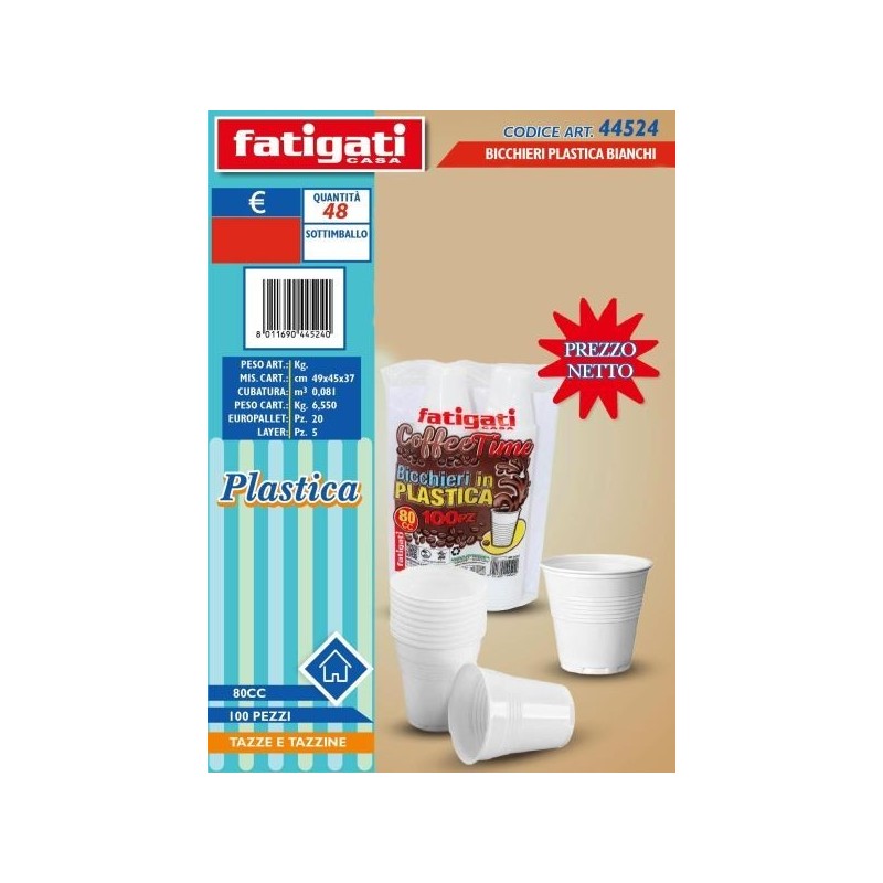 BICCHIERI CAFFE' BIANCHI 100PZ 80ML