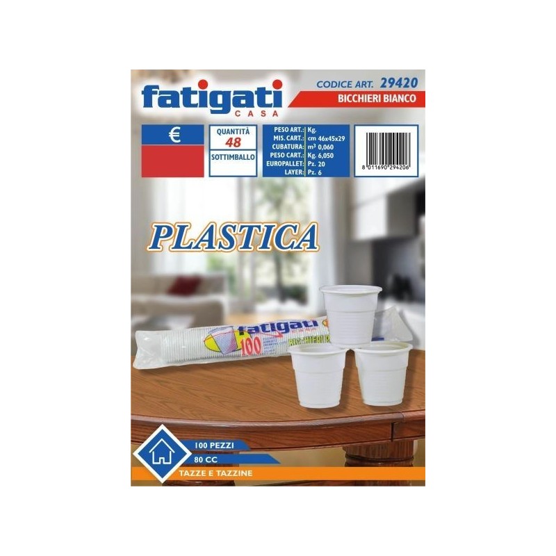 BICCHIERI CAFFE' BIANCHI 100PZ 80ML