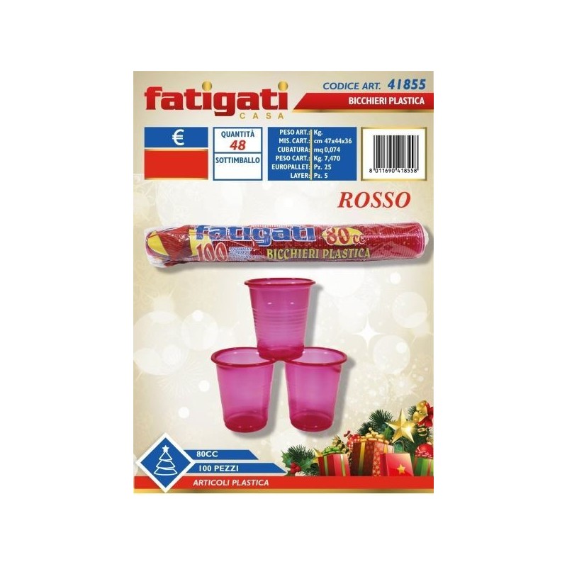 BICCHIERI CAFFE' ROSSI 100PZ 80ML