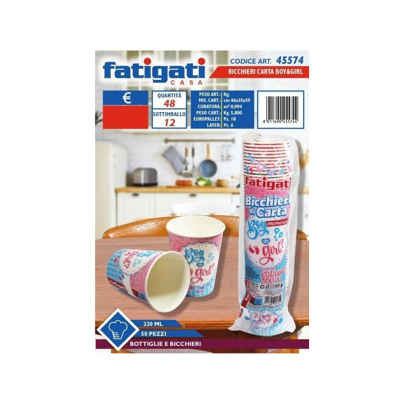 BICCHIERI DI CARTA BOY&GIRL 220 CC