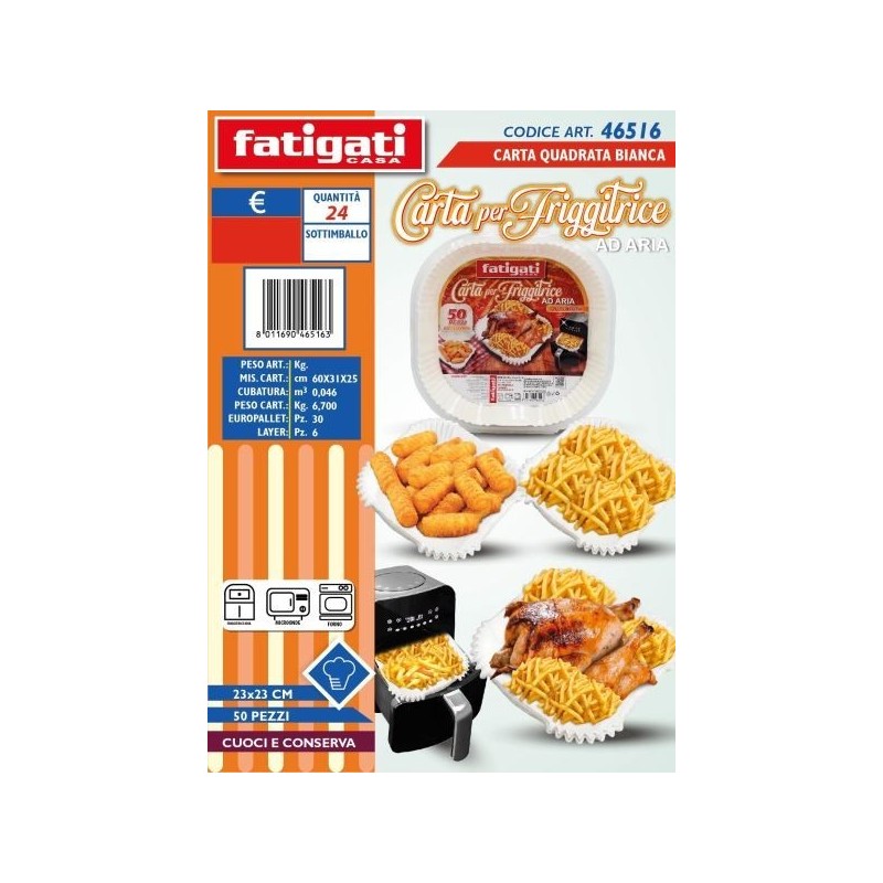 CARTA QUADR. BIANCA X FRIGGITRICE ARIA 23X23 50PZ