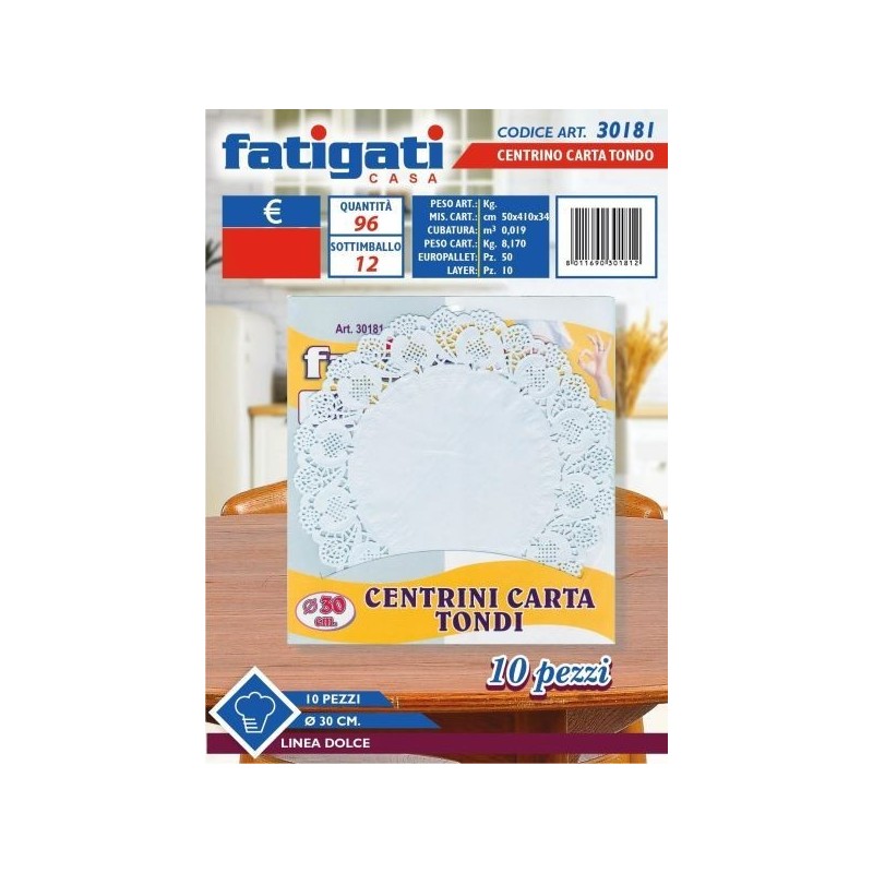 CENTRINO CARTA TONDO 10 PZ D 30 CM
