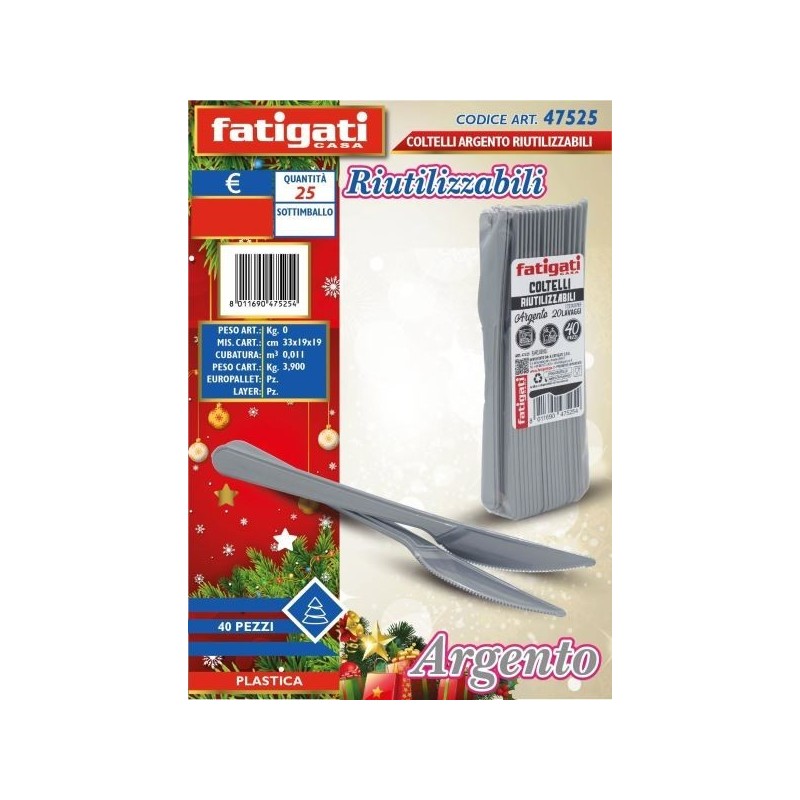 COLTELLI ARGENTO PS RIUTILIZZABILI 40PZ