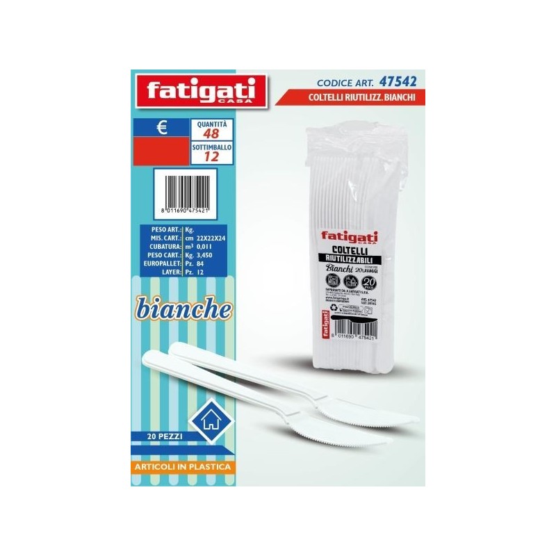 COLTELLI BIANCHI 20PZ PS RIUTILIZZABILI
