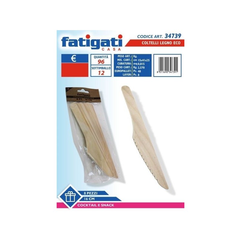 COLTELLI LEGNO ECO 8 PZ 16 CM