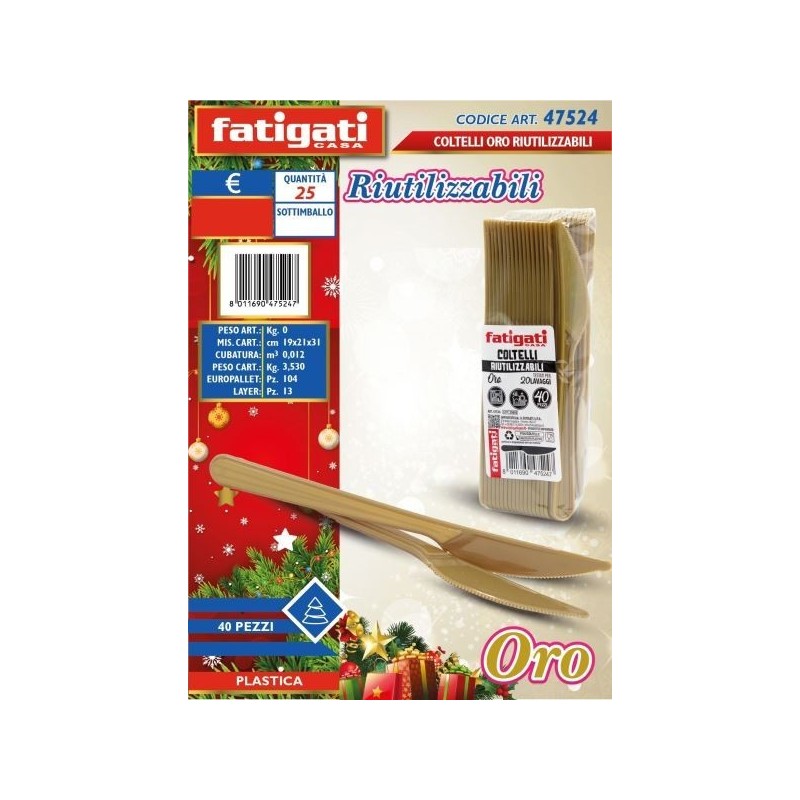 COLTELLI ORO PLS RIUTILIZZABILI 40PZ