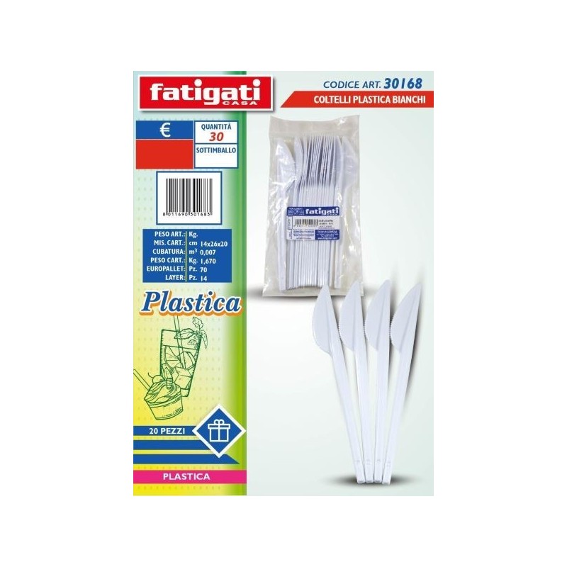 COLTELLI PLASTICA BIANCHI 20PZ