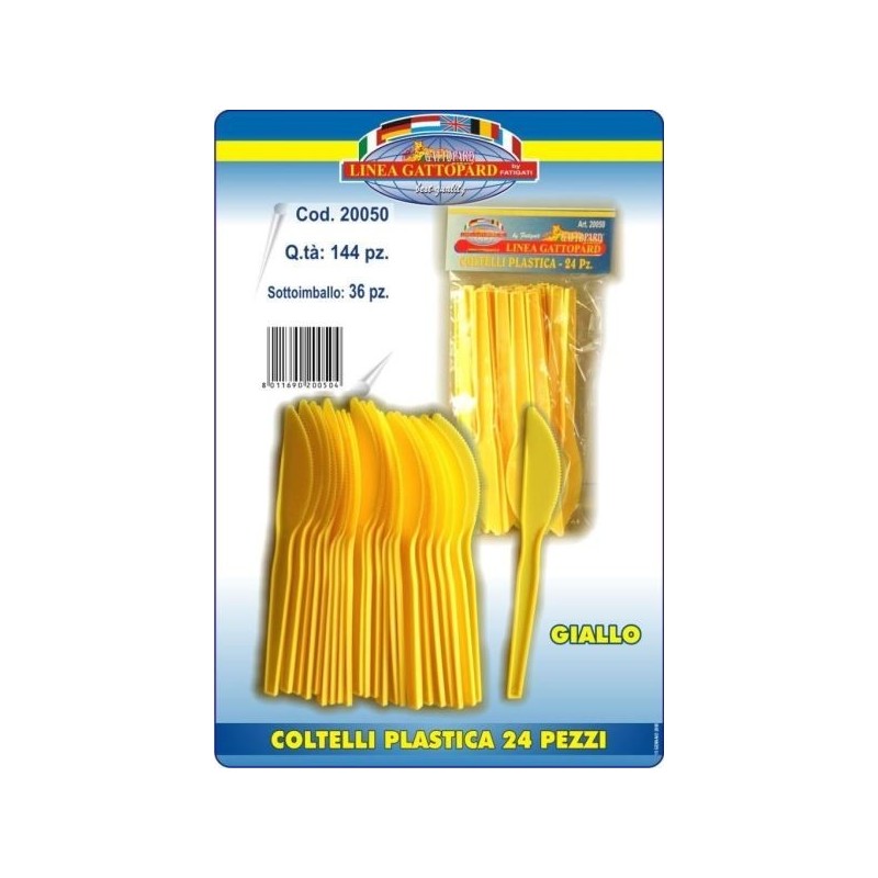 COLTELLI PLASTICA GIALLO 24 PZ.