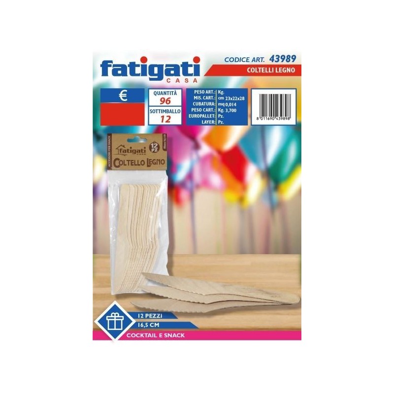 COLTELLO LEGNO 16,5 CM 12 PZ