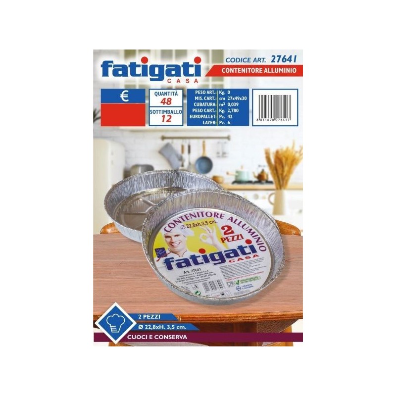 CONTENITORE ALLUMINIO 2 PZ D22,8 H.3,5