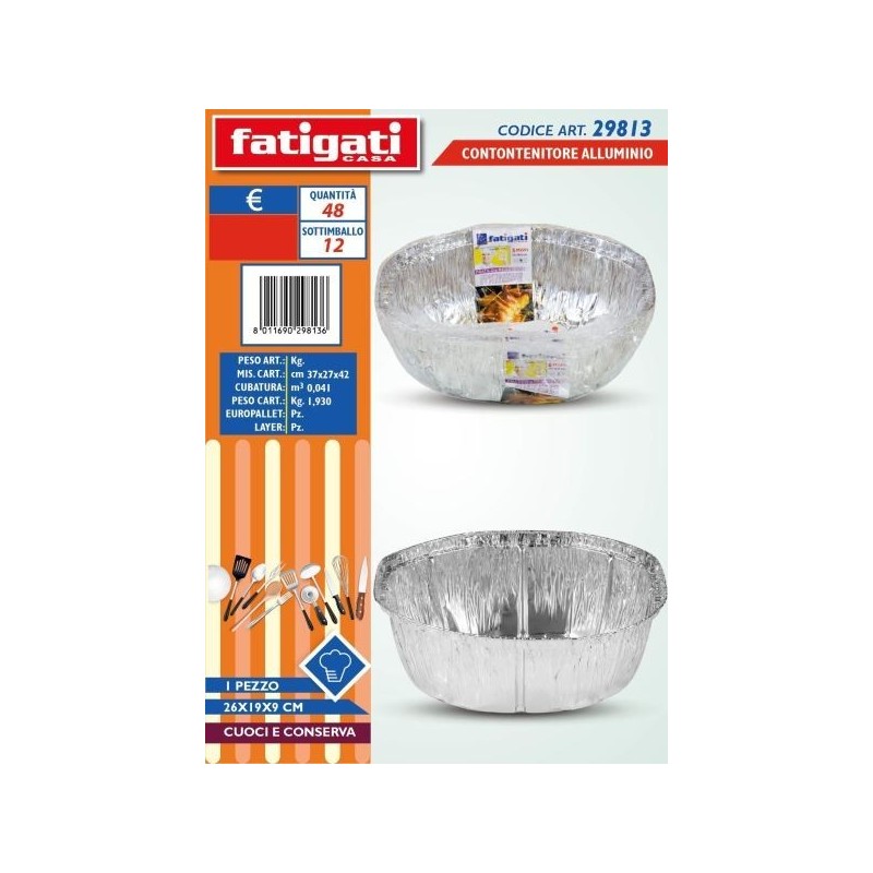 CONTENITORE ALLUMINIO 26X19X9 1 PZ
