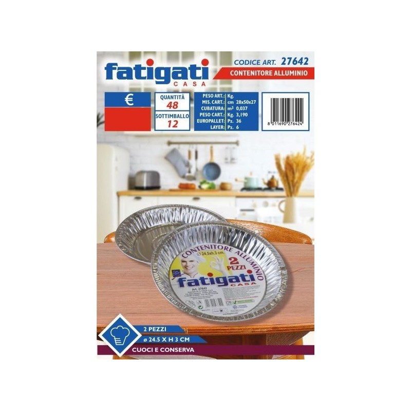 CONTENITORE ALLUMINIO 2PZ D 24,5XH:3